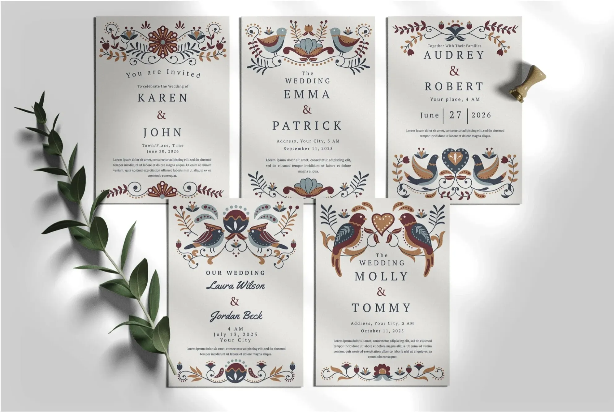 Wedding invitation and RSVP card set