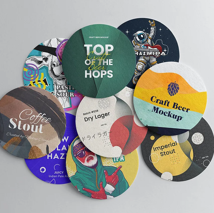 Assorted craft beer beermat designs