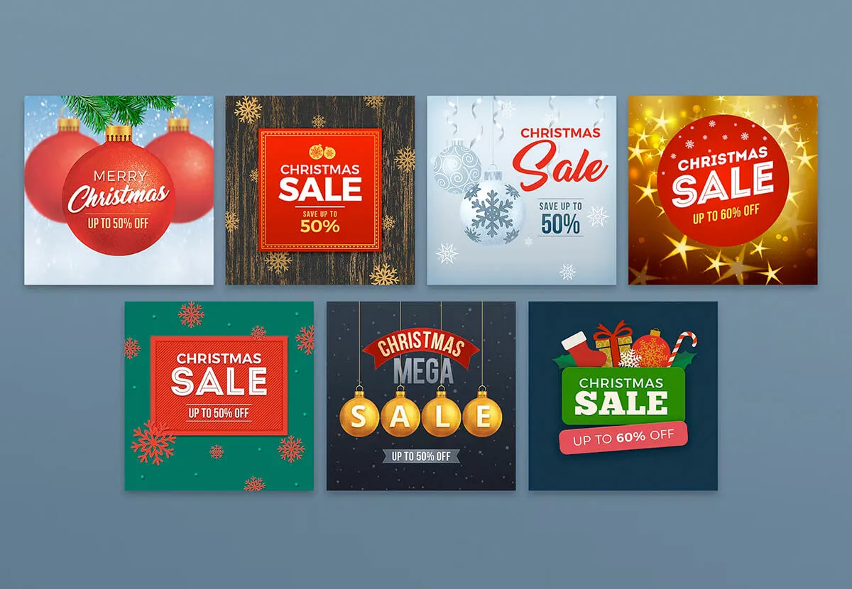 Christmas sale social media card designs