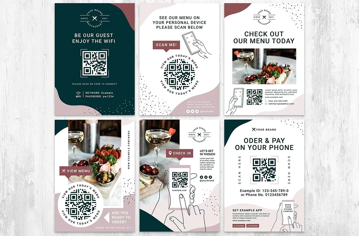 QR code table card design concepts