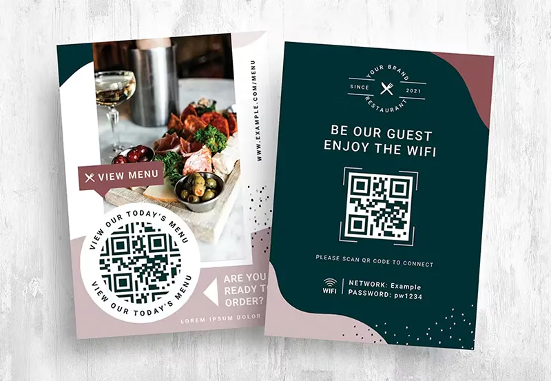 QR code menu card designs