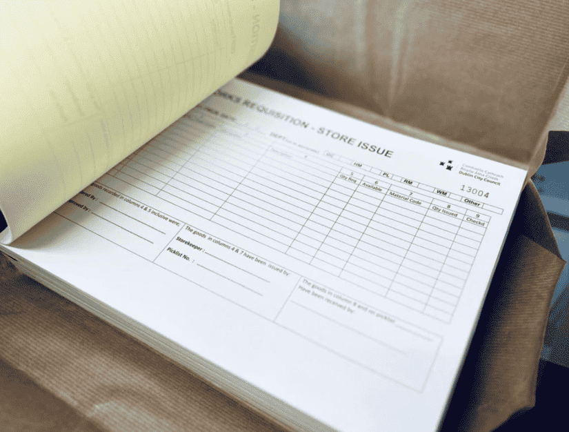 Printed NCR requisition book