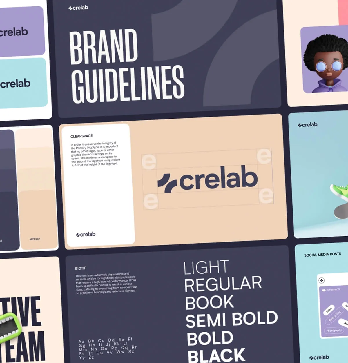 Brand guidelines document collage