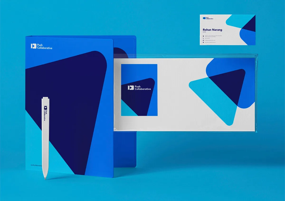 Blue brand identity stationery set