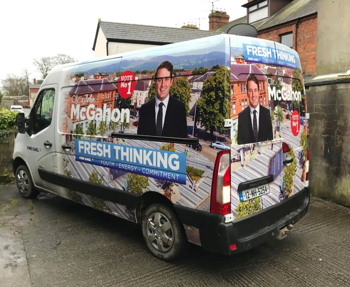 McGahon Fresh Thinking full van wrap turning a vehicle into a rolling billboard