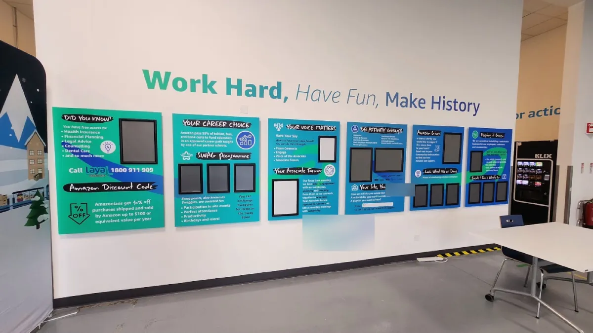 Fulfilment centre information wall