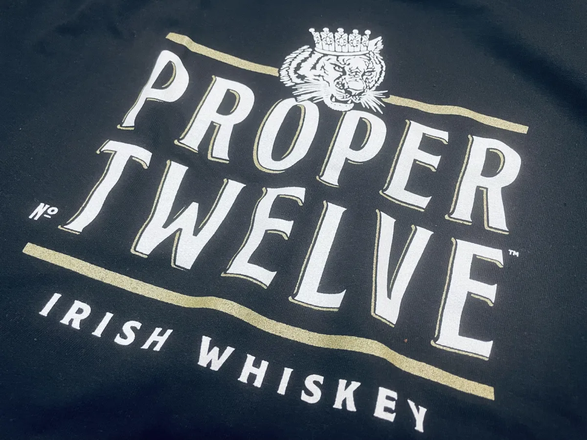 Proper No. Twelve branded hoodies screen-printed and packed for distribution by Print Ready