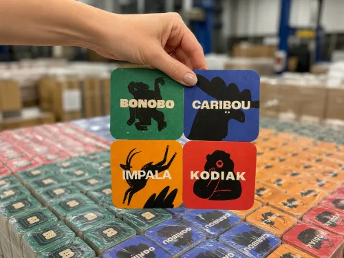 The Animal Collective illustrated beermats showing venue-specific artwork by Cathy Hogan, printed by Print Ready