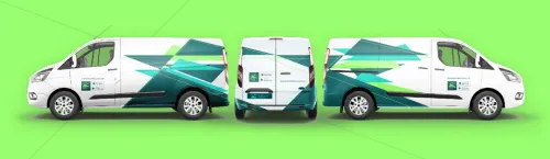 Badminton Ireland van wrap detail showing geometric design and branding by Print Ready