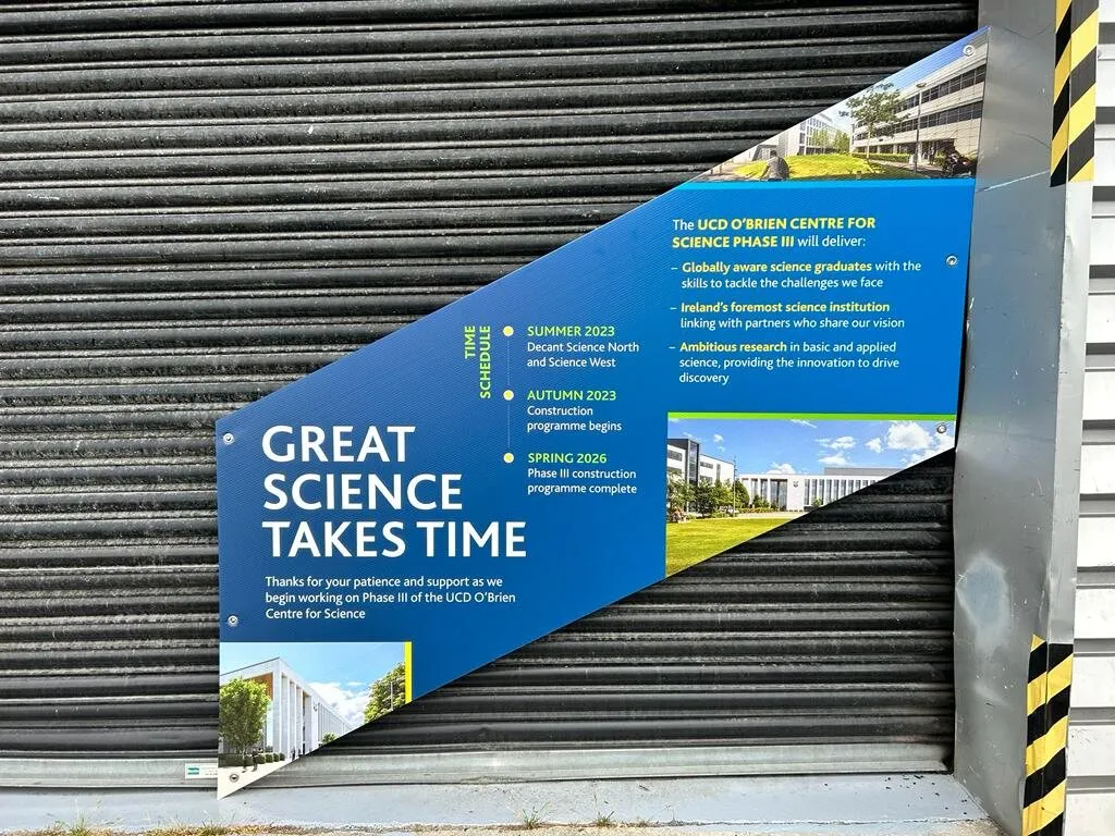 Angled corriboard staircase signage for a science centre - Print Ready