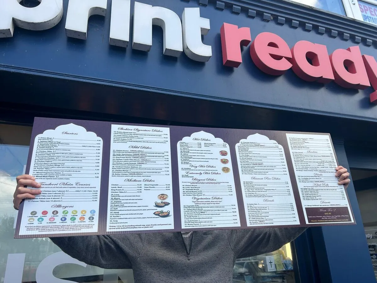 Corriboard takeaway menu signs - Print Ready