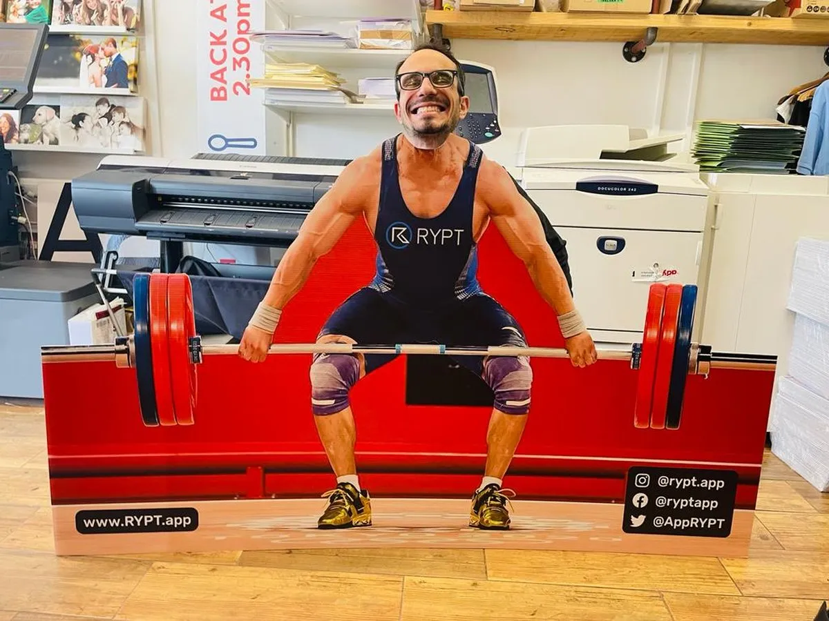 RYPT weightlifter cutout with a head hole - Print Ready