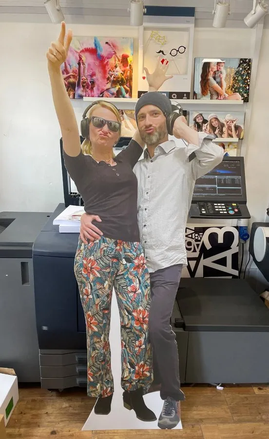 Life-size cutout being made in our print shop - Print Ready
