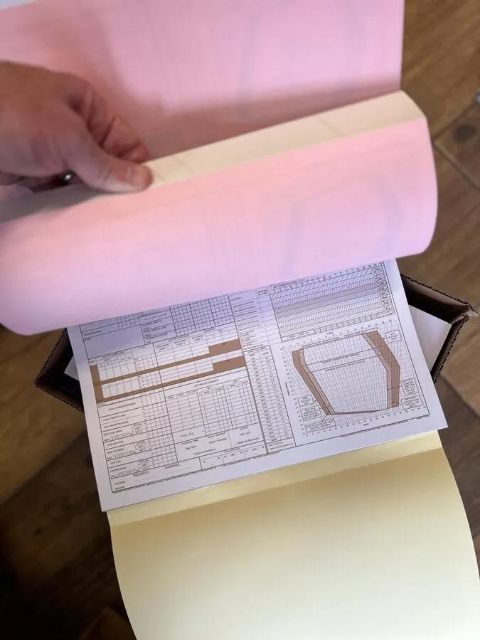 Three part carbonless docket books, open - Print Ready