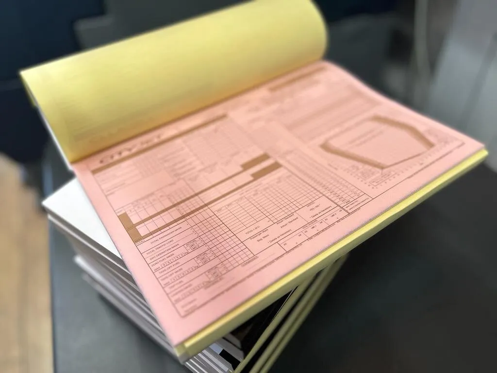 Three part docket books, white yellow and pink - Print Ready