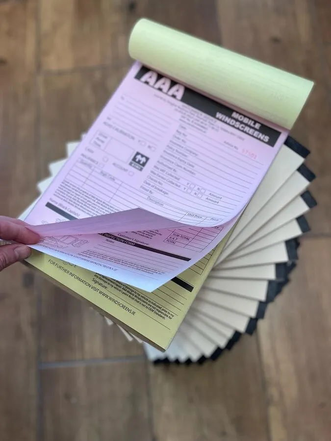 Three part NCR books, collated and bound - Print Ready