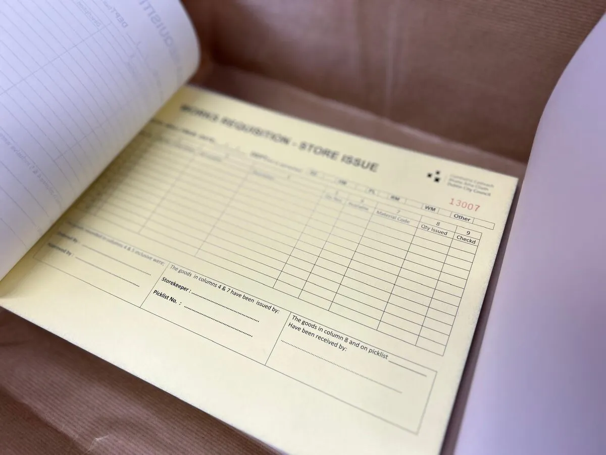 Stores requisition docket books for a city council - Print Ready