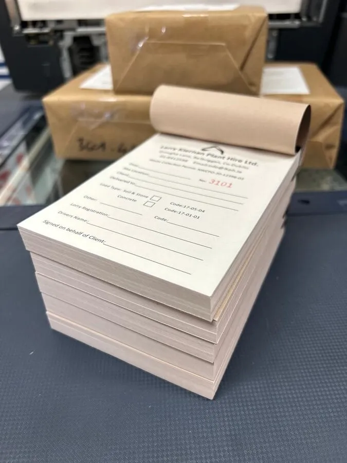 Quadruple A6 docket books, numbered and perforated - Print Ready