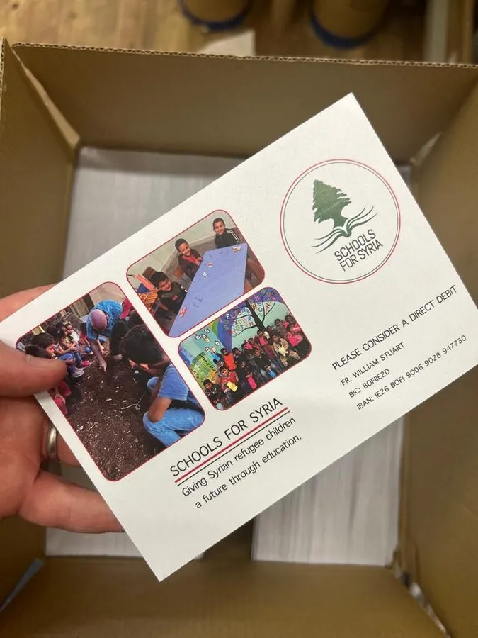 Schools for Syria printed C6 envelopes - Print Ready