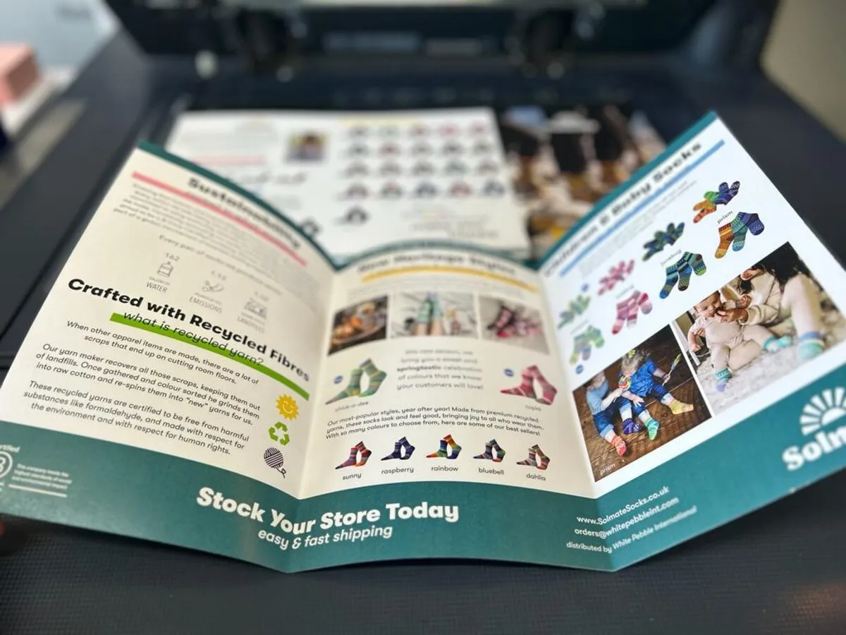 Solmat Sock trifold A4 six-panel flyers - Print Ready