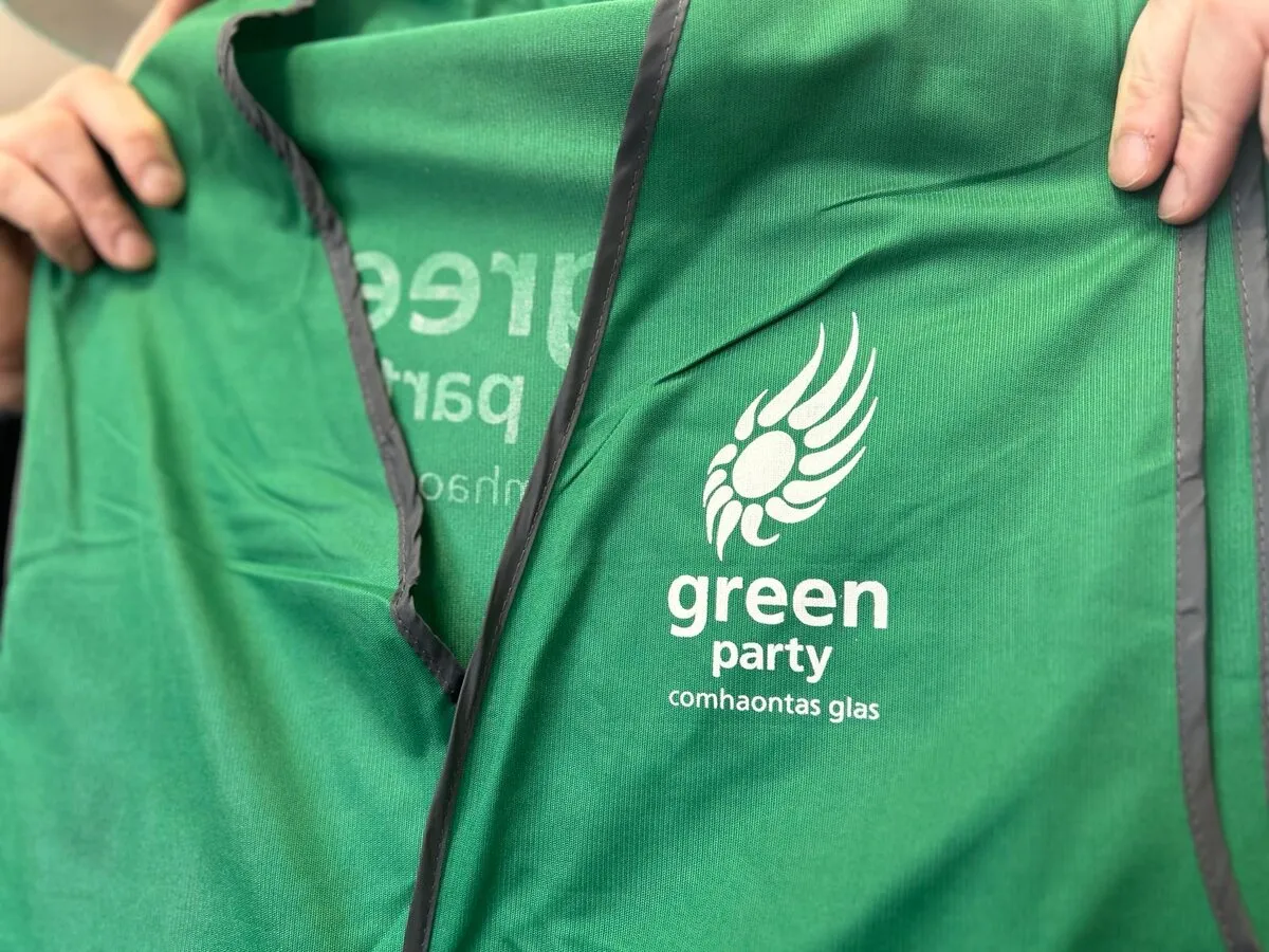 Green Party printed hi-vis vests, front - Print Ready