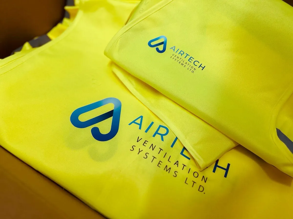 Airtech Ventilation Systems printed hi-vis vests - Print Ready