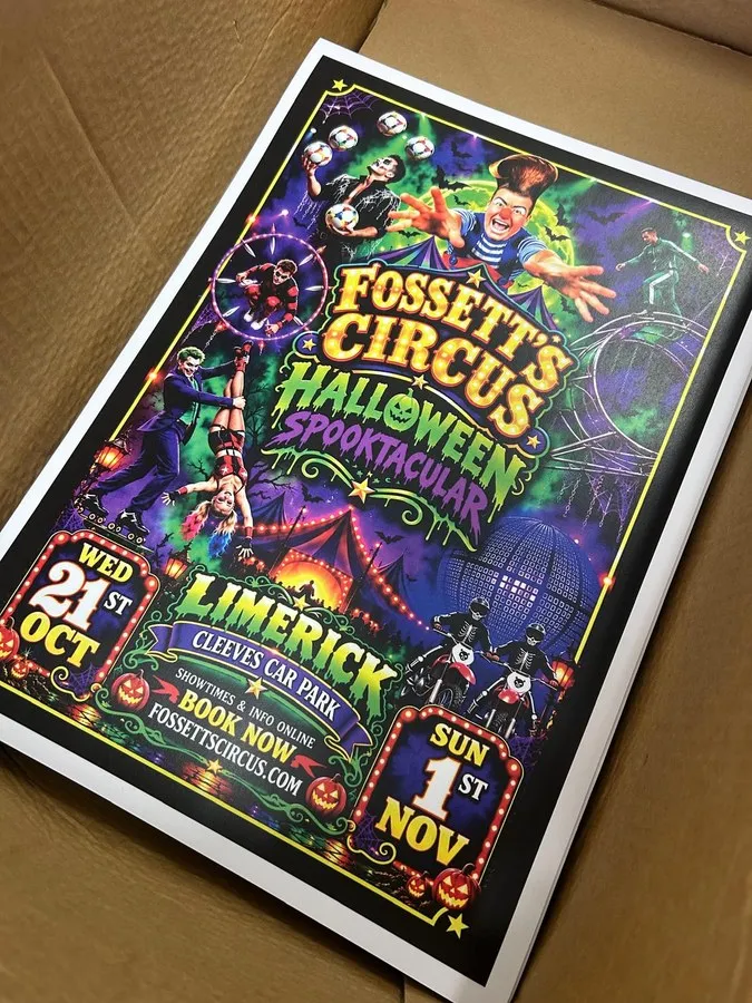 Fossett's Circus Halloween poster printed by Print Ready