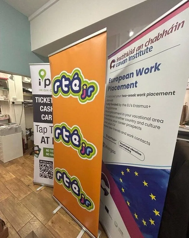 Row of pull up banners in the Print Ready shop
