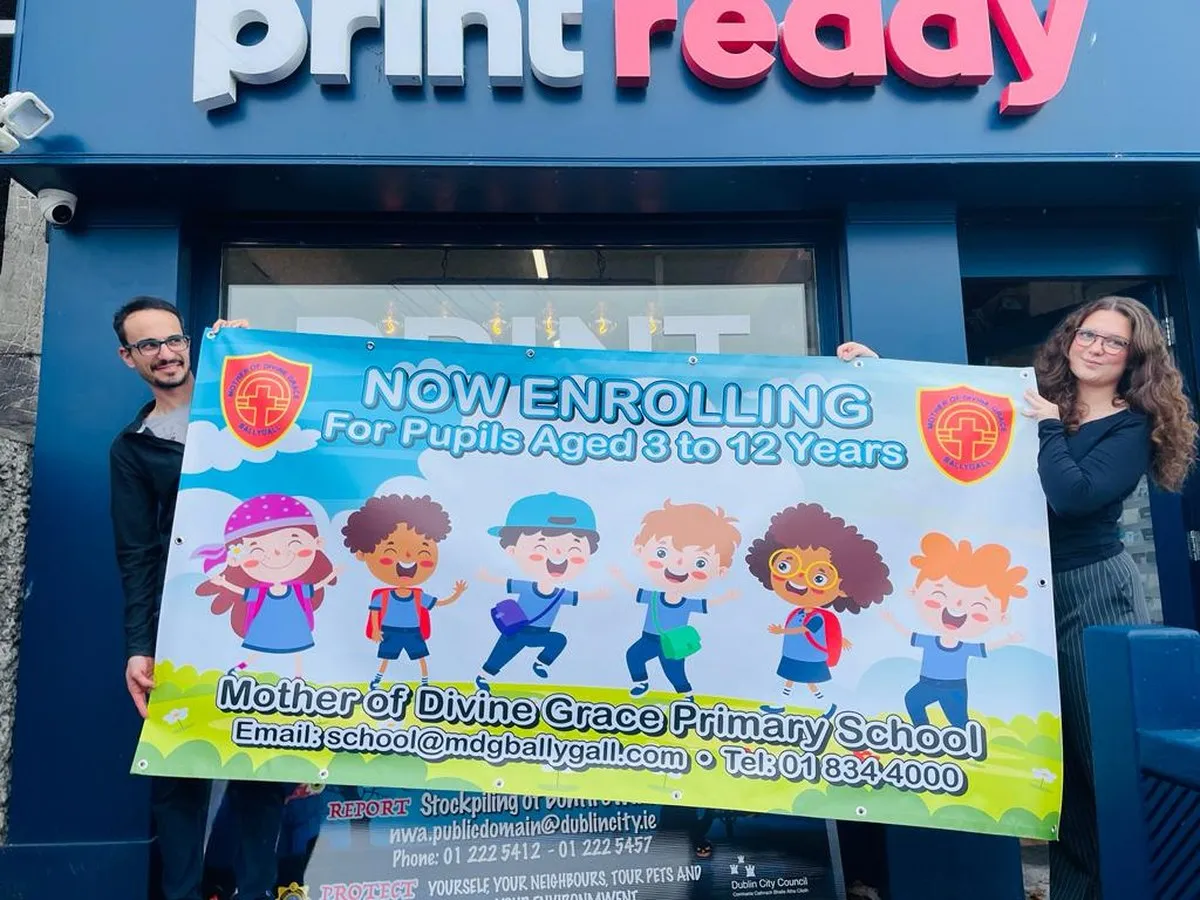 PVC enrolment banner for a Ballygall school