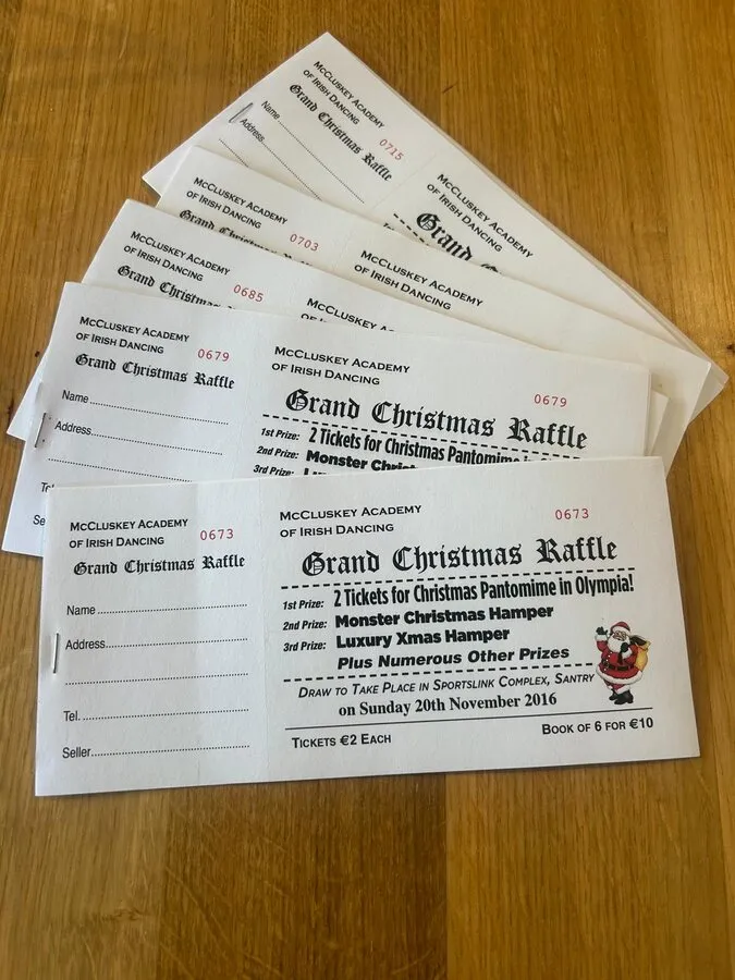McCluskey Academy raffle tickets - Print Ready