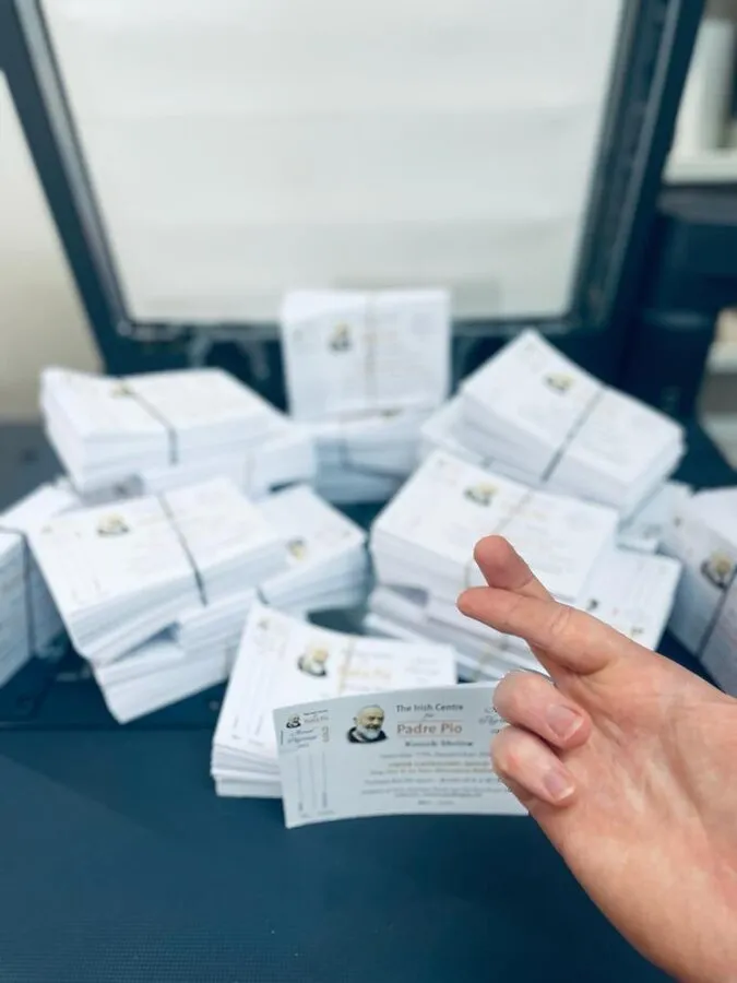 Irish Centre for Padre Pio raffle tickets - Print Ready