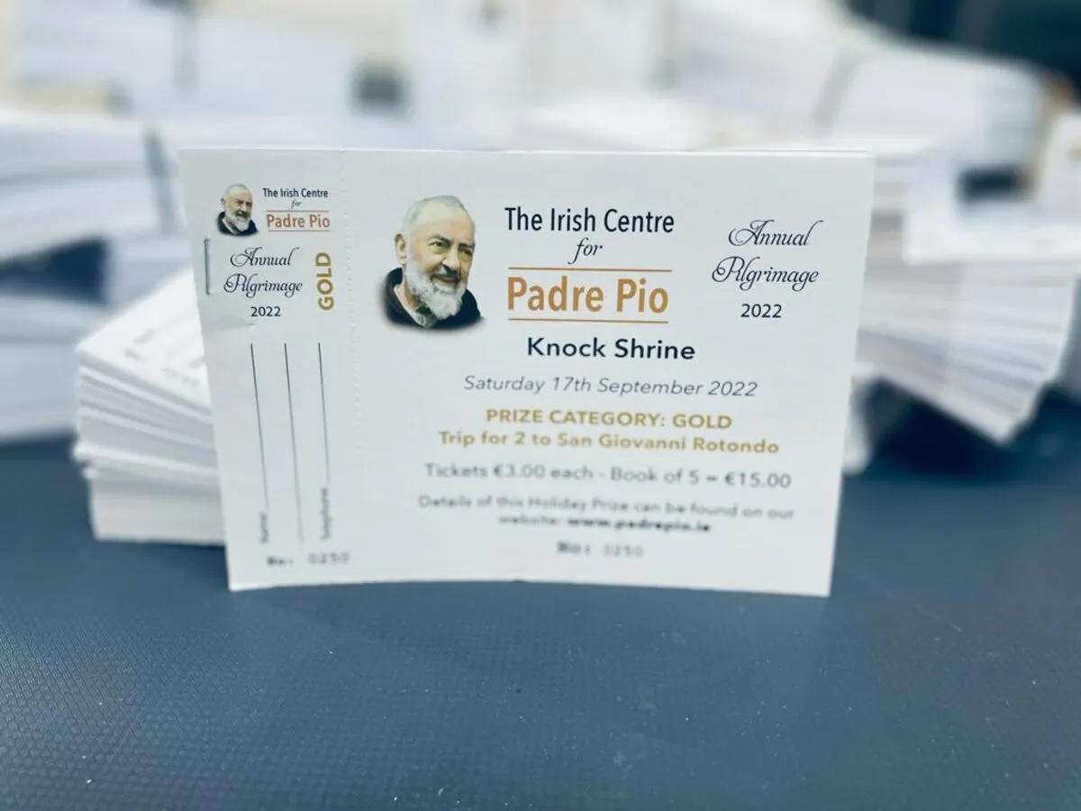 Irish Centre for Padre Pio raffle tickets - Print Ready