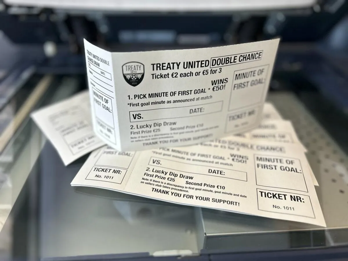 Treaty United FC Double Chance First Goal raffle tickets - Print Ready