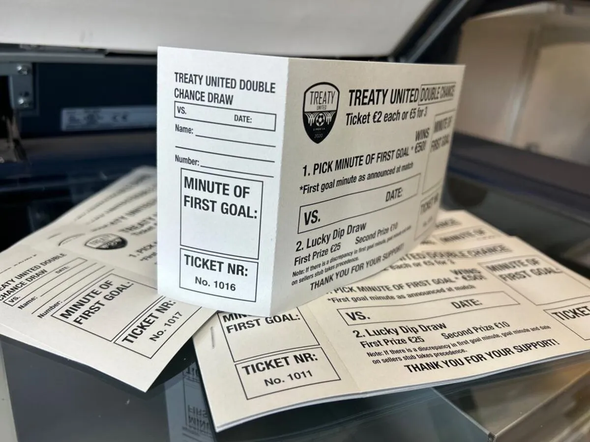 Treaty United FC Double Chance First Goal raffle tickets - Print Ready