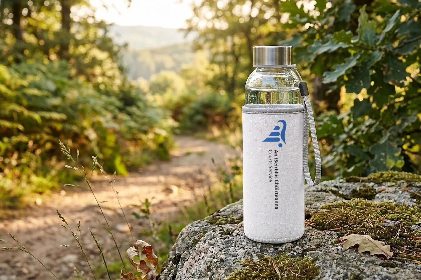 Budda glass water bottle with neoprene sleeve - Print Ready