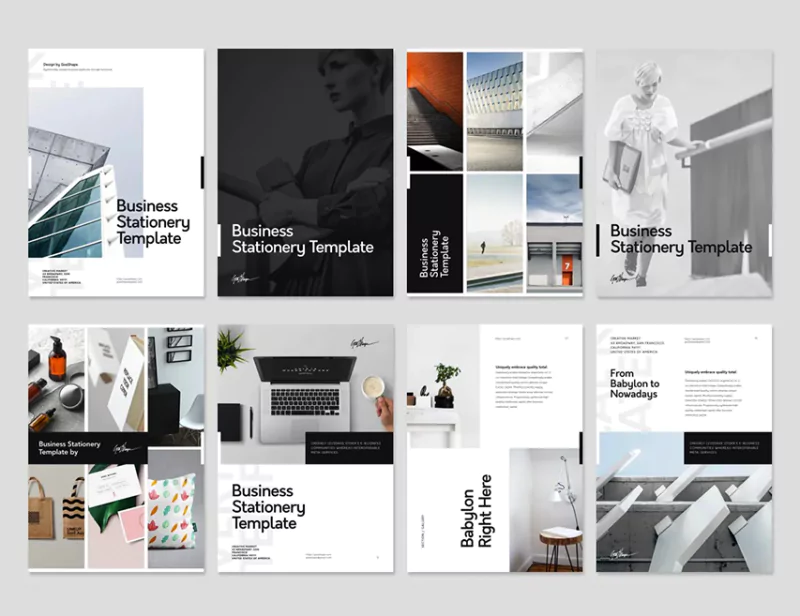 Collection of professional design layouts and templates
