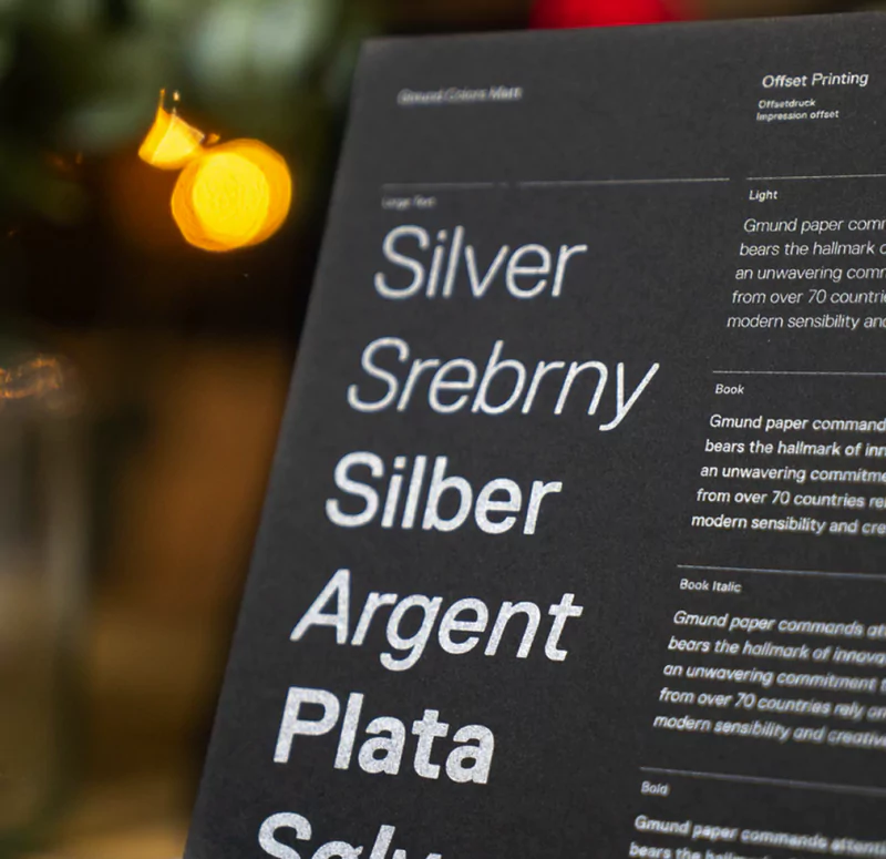 Professional typography sample showing different fonts and layouts