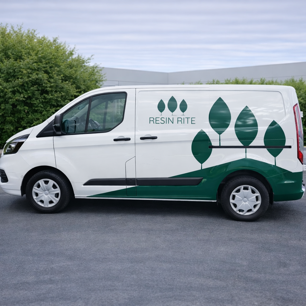 Two Vardis Group vans together outside Print Ready showing matching identity on the sides