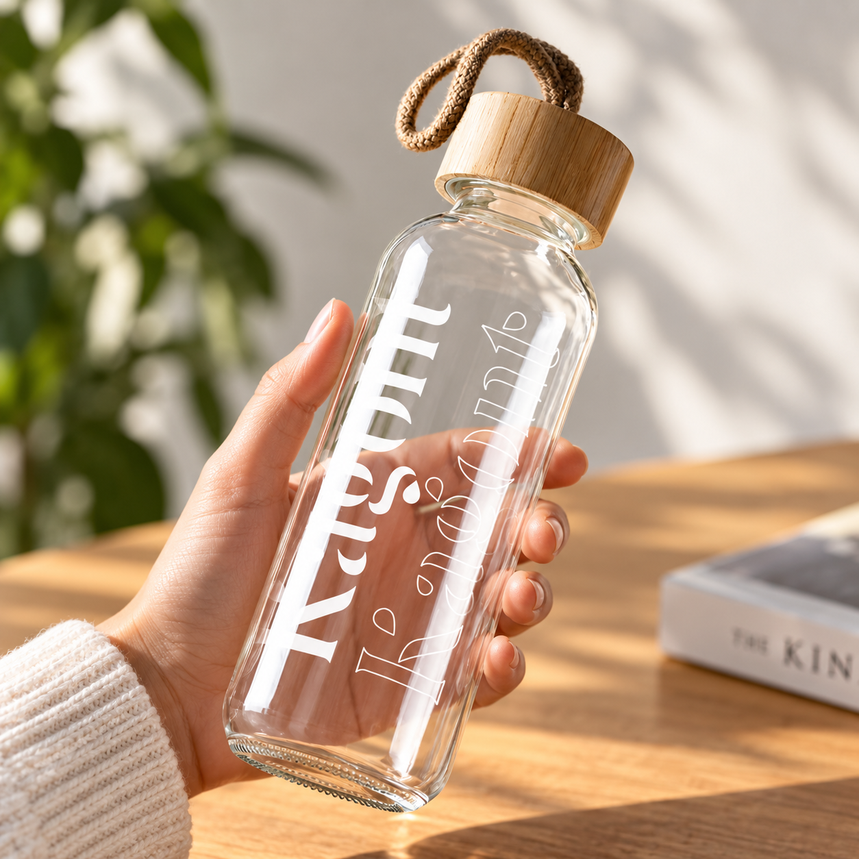 Personalise Water Bottles Trilby Glass Bottle, Bamboo Lid Dublin Ireland Printers