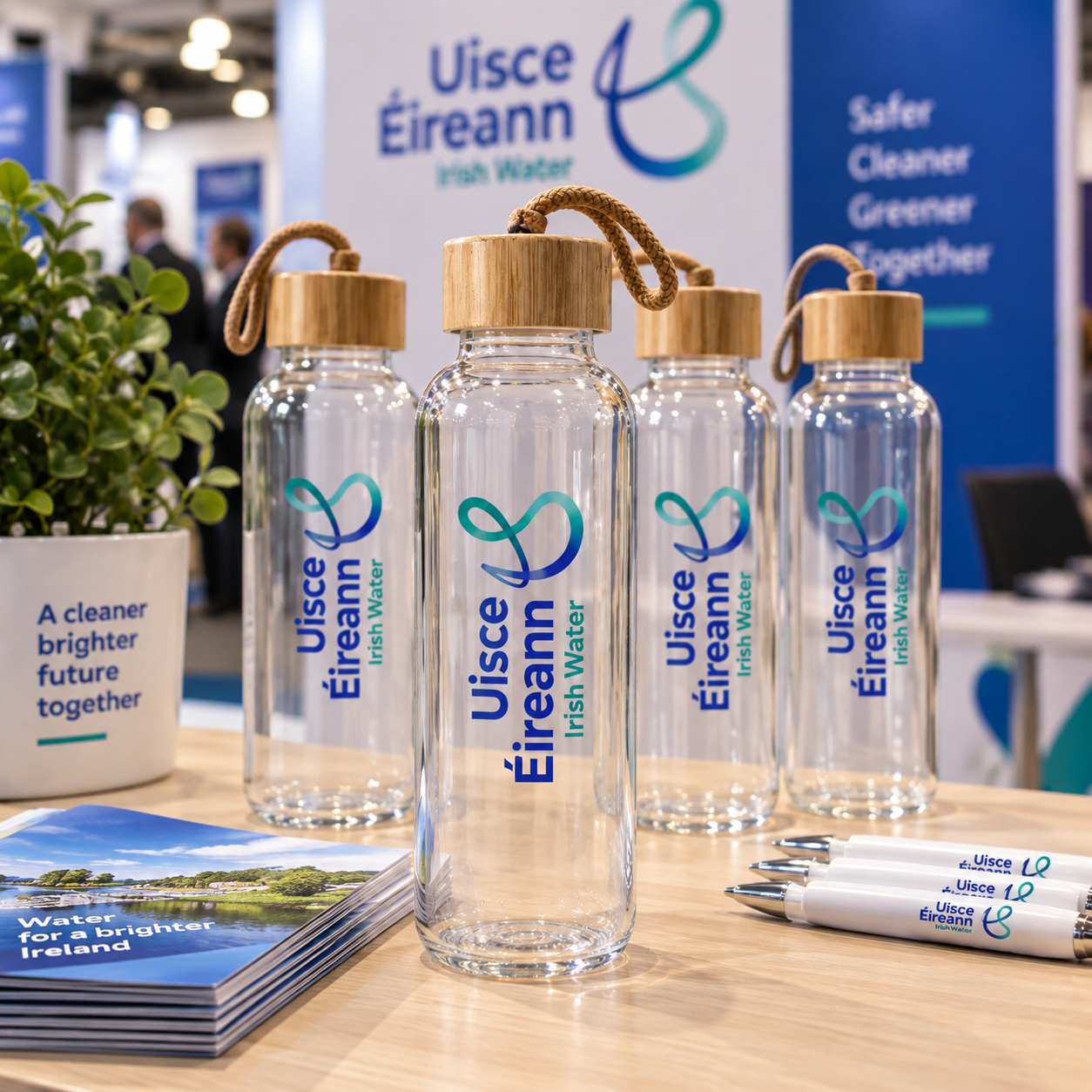 Personalise Water Bottles Trilby Glass Bottle, Bamboo Lid Dublin Ireland Printers