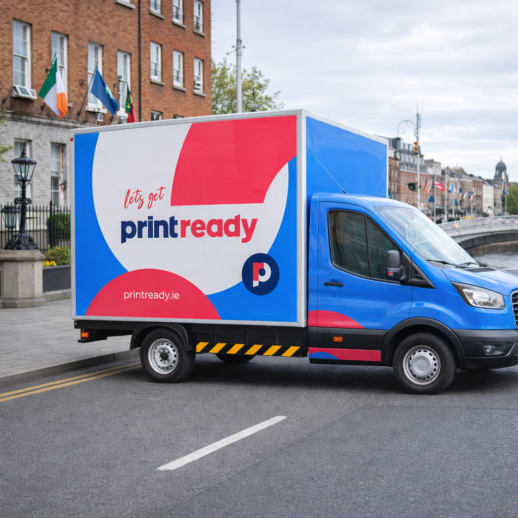 Print Ready branded box truck with a full colour vehicle wrap
