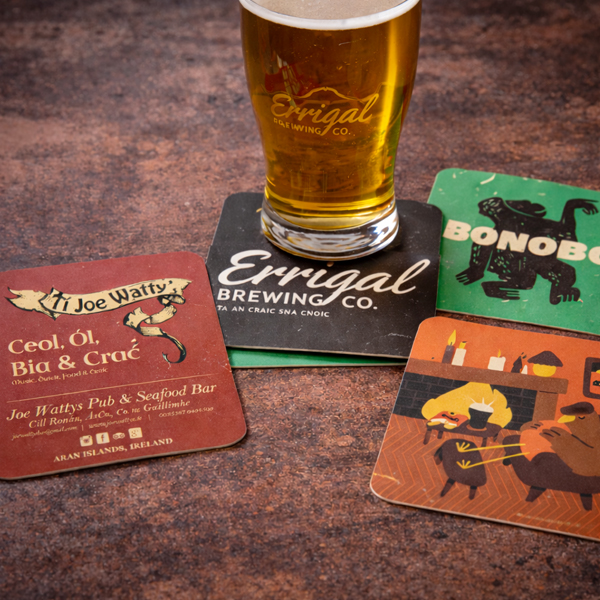 Custom printed beermats for Errigal Brewing Co. and Joe Watty's bar on the Aran Islands