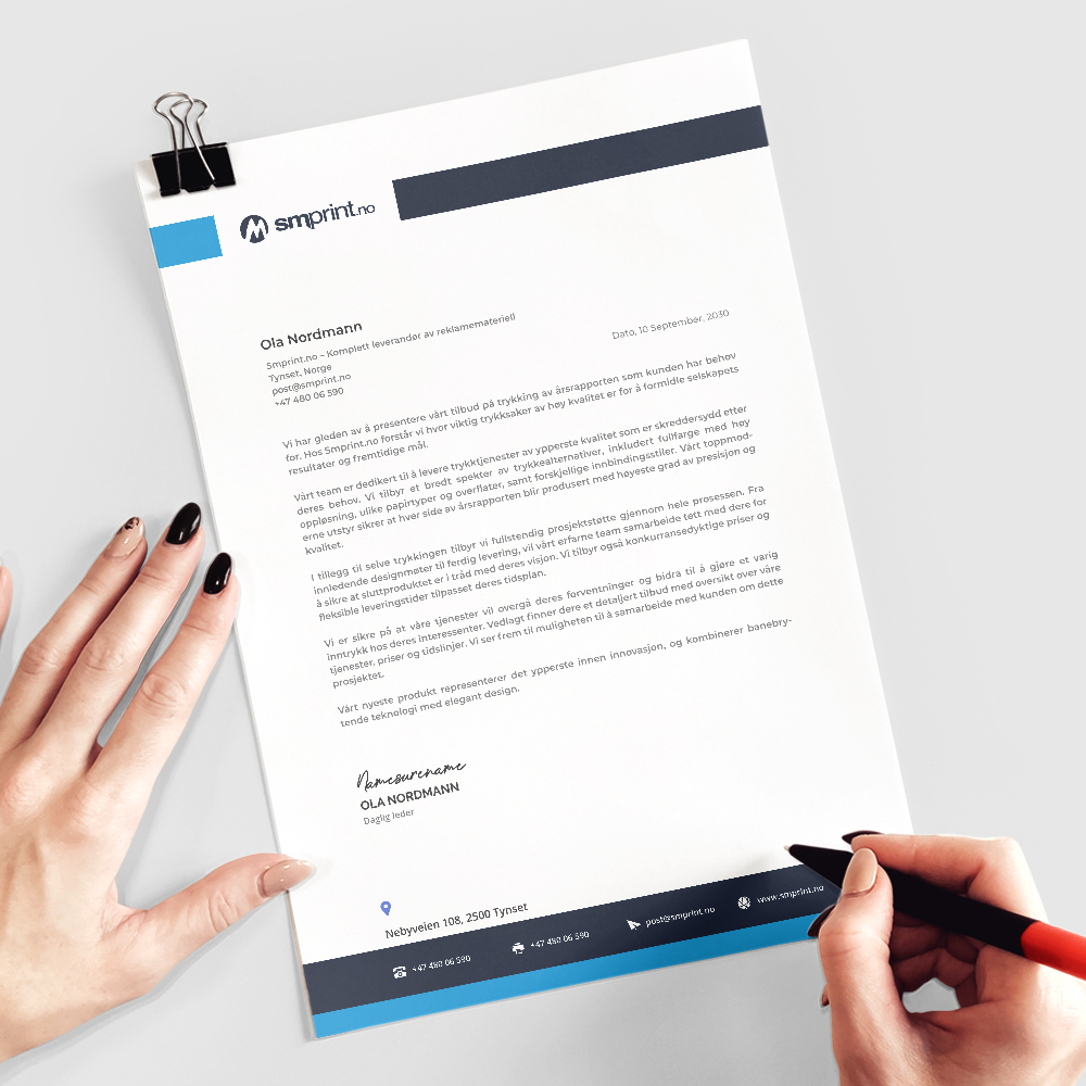 Tilpasset brevark med egen tekst og logo