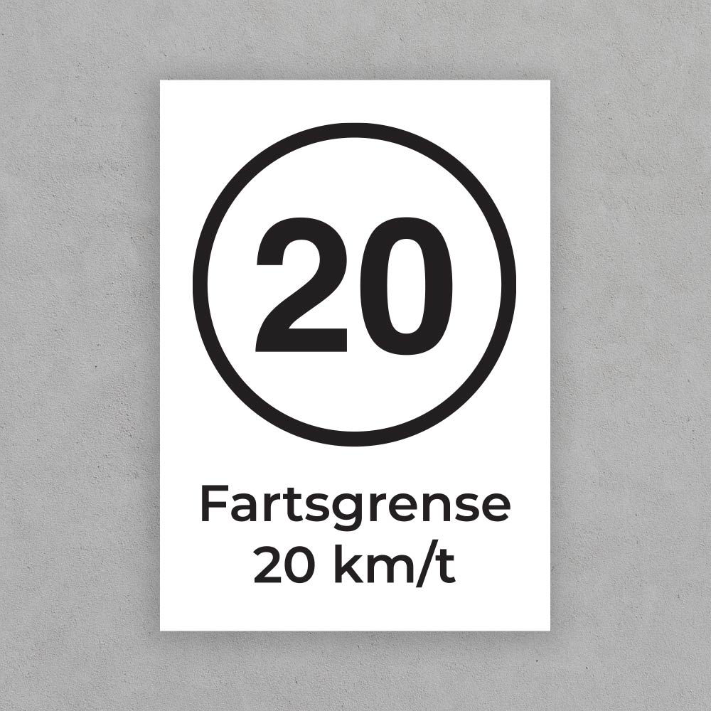 Fartsgrense 20 kmt skilt produsert i i-bond aluminium