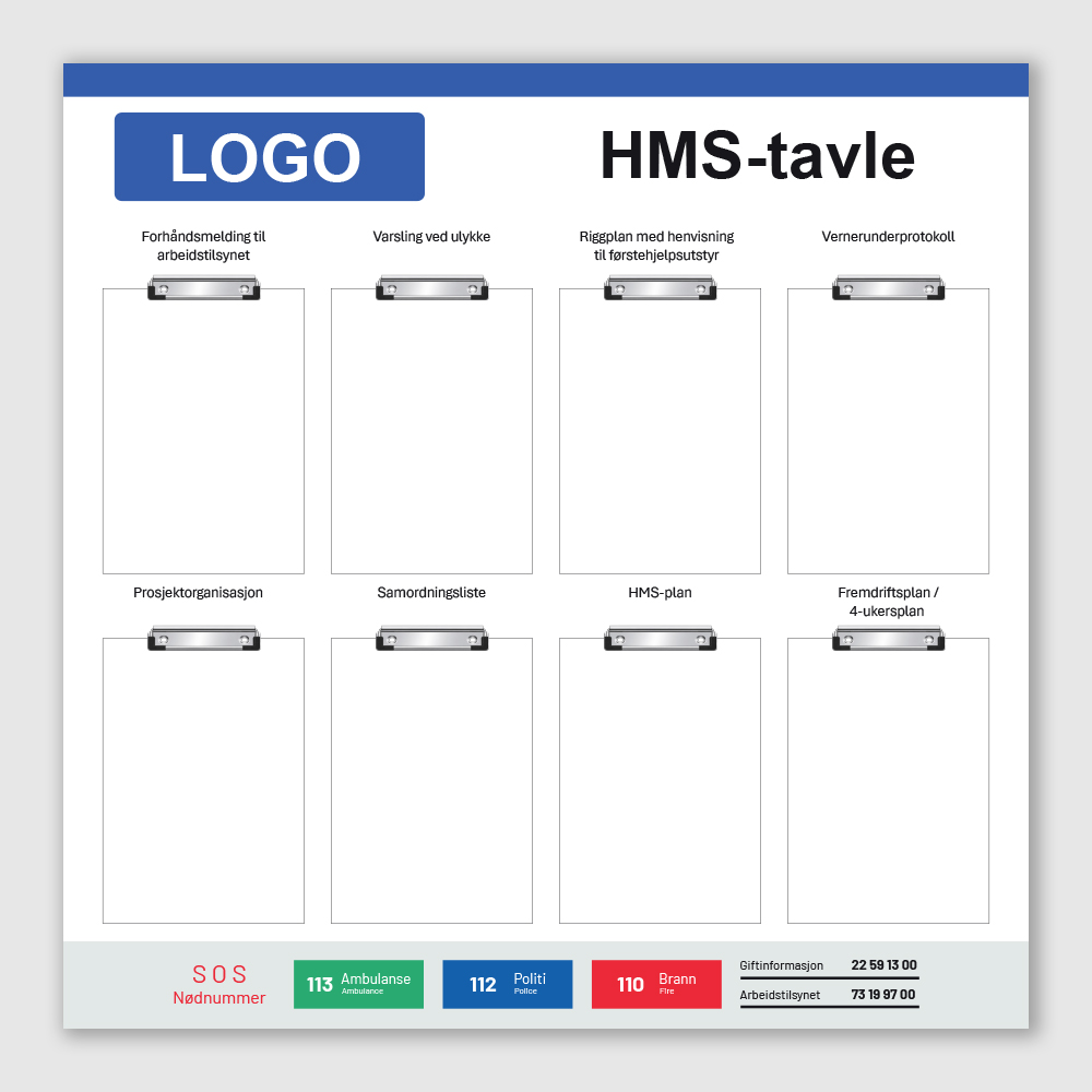 HMS-tavle med logo