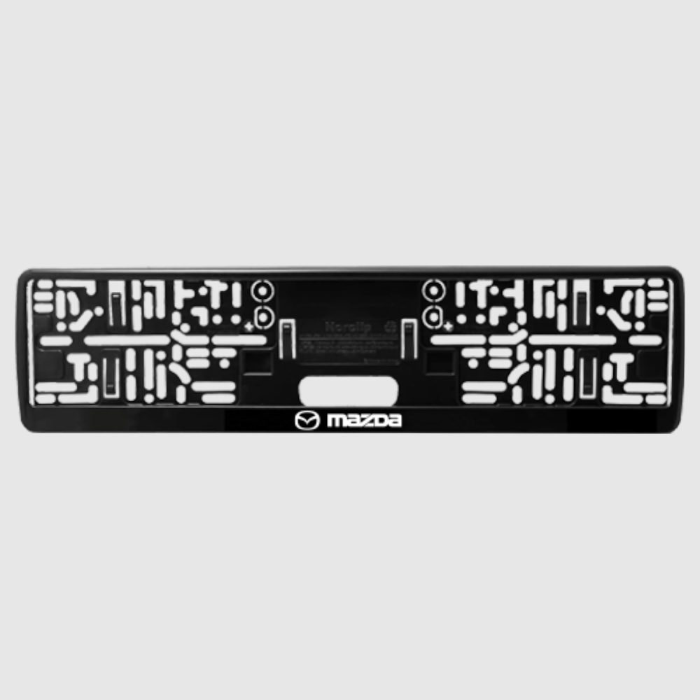 Skiltholder med Mazda montert på låselist