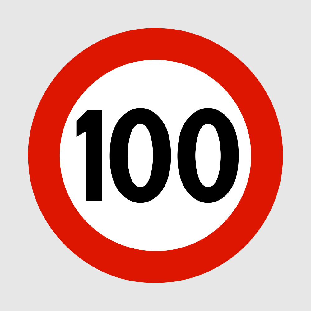 Skilt 362.100 - Fartsgrense 100 km/t