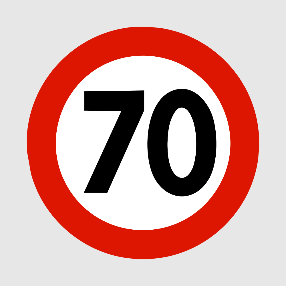 Skilt 362.70 - Fartsgrense 70 km/t