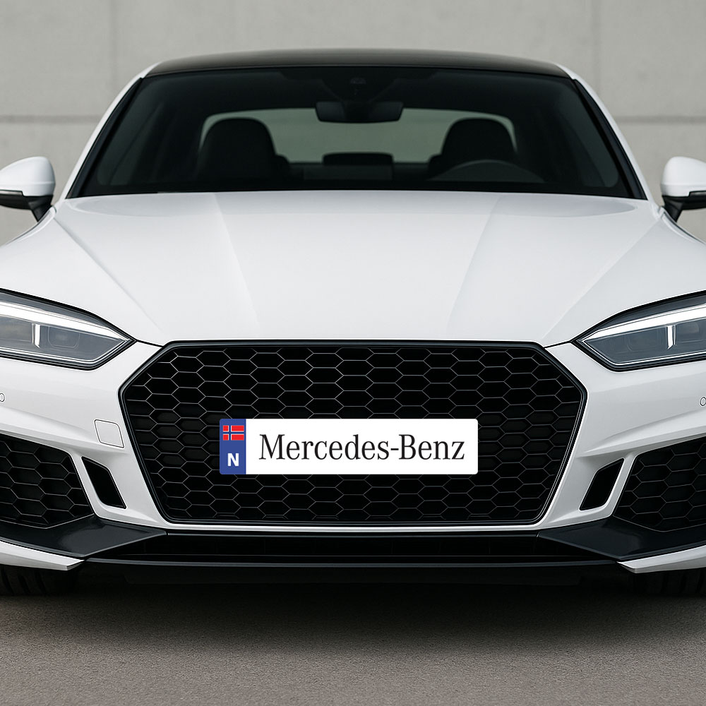 Bilskilt - Mercedes-Benz Mercedes-Benz bilskilt med N-Merke montert på bil