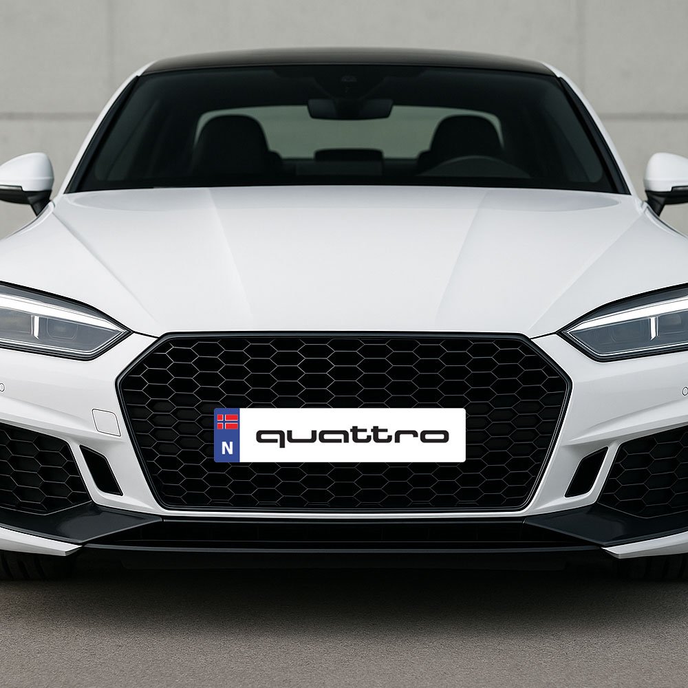 Bilskilt - Quattro Audi Quattro bilskilt med N-Merke montert på bil
